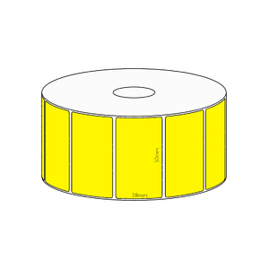 50x28mm Yellow Direct Thermal Permanent Label, 1600 per roll, 38mm core