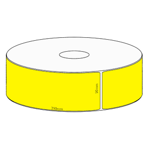 50x290mm Yellow Direct Thermal Permanent Label, 150 per roll, 38mm core