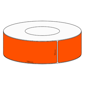 50x290mm Orange Direct Thermal Permanent Label, 500 per roll, 76mm core