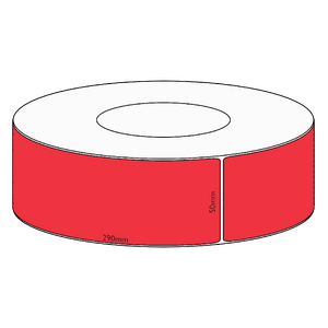 50x290mm Red Direct Thermal Permanent Label, 500 per roll, 76mm core