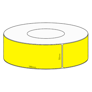 50x290mm Yellow Direct Thermal Permanent Label, 500 per roll, 76mm core