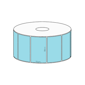 50x30mm Blue Direct Thermal Permanent Label, 1500 per roll, 38mm core