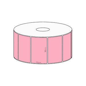 50x30mm Pink Direct Thermal Permanent Label, 1500 per roll, 38mm core