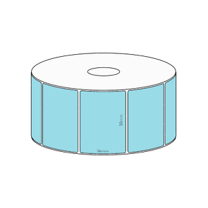 50x36mm Blue Direct Thermal Permanent Label, 1300 per roll, 38mm core