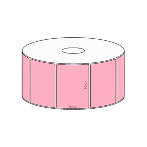 50x36mm Pink Direct Thermal Permanent Label, 1300 per roll, 38mm core