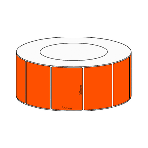 50x36mm Orange Direct Thermal Permanent Label, 3850 per roll, 76mm core