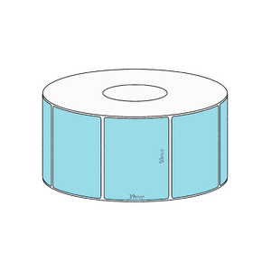 50x39mm Blue Direct Thermal Permanent Label, 1200 per roll, 38mm core