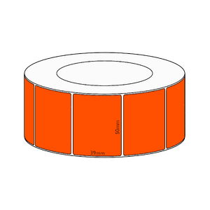 50x39mm Orange Direct Thermal Permanent Label, 3550 per roll, 76mm core