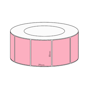 50x39mm Pink Direct Thermal Permanent Label, 3550 per roll, 76mm core