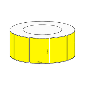 50x39mm Yellow Direct Thermal Permanent Label, 3550 per roll, 76mm core