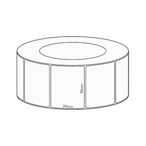 50x39mm Direct Thermal Permanent Label, 3550 per roll, 76mm core