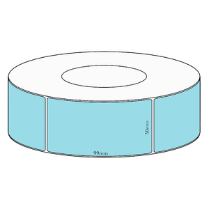 50x99mm Blue Direct Thermal Permanent Label, 1450 per roll, 76mm core