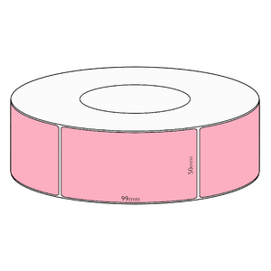 50x99mm Pink Direct Thermal Permanent Label, 1450 per roll, 76mm core