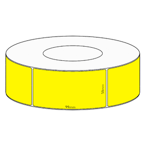 50x99mm Yellow Direct Thermal Permanent Label, 1450 per roll, 76mm core