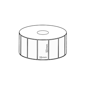 53 x 33mm Direct Thermal Permanent Label, 1500 per roll, 25mm core, Perforated