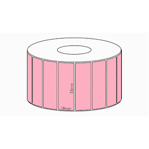 55x18mm Pink Direct Thermal Permanent Label, 2400 per roll, 38mm core