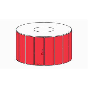 55x18mm Red Direct Thermal Permanent Label, 2400 per roll, 38mm core