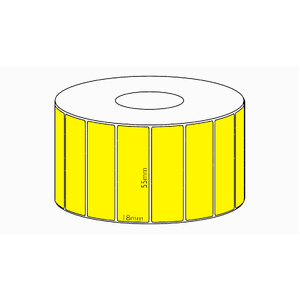 55x18mm Yellow Direct Thermal Permanent Label, 2400 per roll, 38mm core