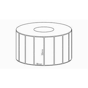 55x18mm Direct Thermal Permanent Label, 2400 per roll, 38mm core