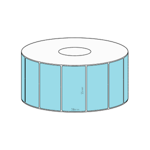 55x28mm Blue Direct Thermal Permanent Label, 1600 per roll, 38mm core