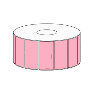 55x28mm Pink Direct Thermal Permanent Label, 1600 per roll, 38mm core