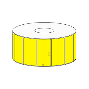 55x28mm Yellow Direct Thermal Permanent Label, 1600 per roll, 38mm core