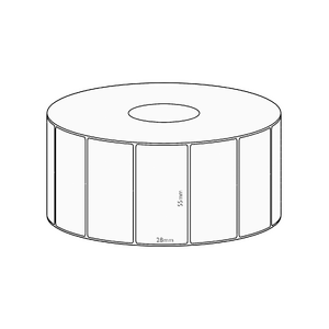 55x28mm Direct Thermal Permanent Label, 1600 per roll, 38mm core