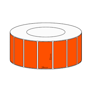 55x28mm Orange Direct Thermal Permanent Label, 4850 per roll, 76mm core