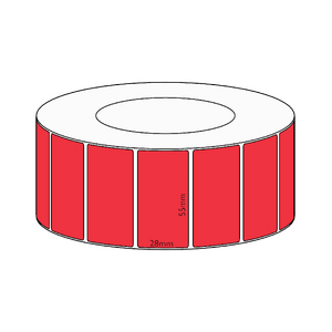 55x28mm Red Direct Thermal Permanent Label, 4850 per roll, 76mm core