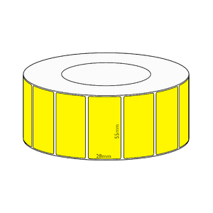 55x28mm Yellow Direct Thermal Permanent Label, 4850 per roll, 76mm core