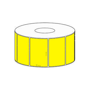 55x35mm Yellow Direct Thermal Permanent Label, 1300 per roll, 38mm core