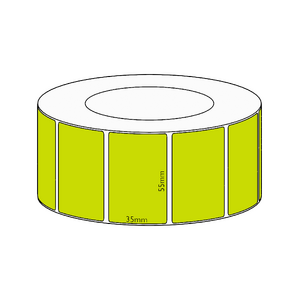 55x35mm Green Direct Thermal Permanent Label, 3950 per roll, 76mm core