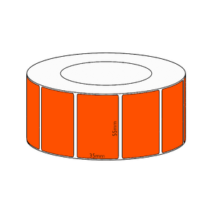 55x35mm Orange Direct Thermal Permanent Label, 3950 per roll, 76mm core