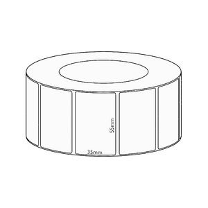 55x35mm Direct Thermal Permanent Label, 3950 per roll, 76mm core