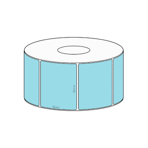 56x46mm Blue Direct Thermal Permanent Label, 1000 per roll, 38mm core