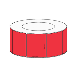 56x46mm Red Direct Thermal Permanent Label, 3050 per roll, 76mm core