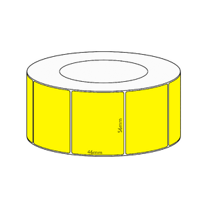 56x46mm Yellow Direct Thermal Permanent Label, 3050 per roll, 76mm core