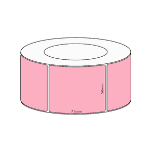 58x58mm Pink Direct Thermal Permanent Label, 2450 per roll, 76mm core