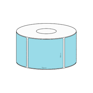 58x71mm Blue Direct Thermal Permanent Label, 2050 per roll, 76mm core