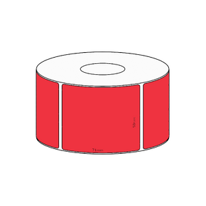 58x71mm Red Direct Thermal Permanent Label, 2050 per roll, 76mm core