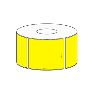 58x71mm Yellow Direct Thermal Permanent Label, 2050 per roll, 76mm core