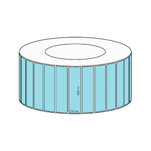60x15mm Blue Direct Thermal Permanent Label, 8350 per roll, 76mm core