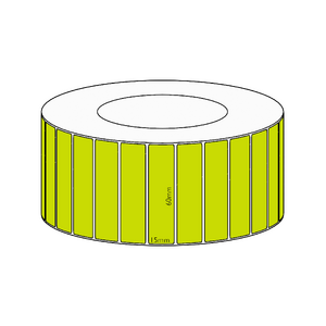 60x15mm Green Direct Thermal Permanent Label, 8350 per roll, 76mm core