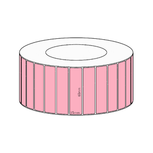 60x15mm Pink Direct Thermal Permanent Label, 8350 per roll, 76mm core