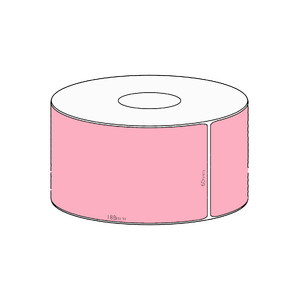 60x188mm Pink Direct Thermal Permanent Label, 250 per roll, 38mm core