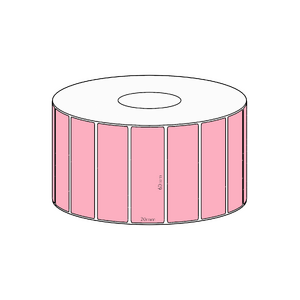 60x20mm Pink Direct Thermal Permanent Label, 2150 per roll, 38mm core