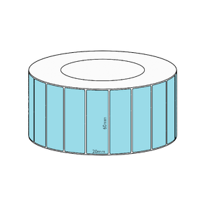 60x20mm Blue Direct Thermal Permanent Label, 6500 per roll, 76mm core