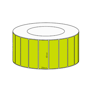 60x20mm Green Direct Thermal Permanent Label, 6500 per roll, 76mm core
