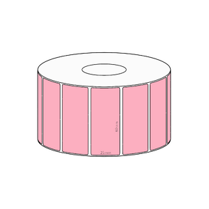 60x25mm Pink Direct Thermal Permanent Label, 1800 per roll, 38mm core