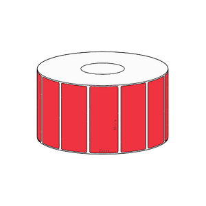 60x25mm Red Direct Thermal Permanent Label, 1800 per roll, 38mm core